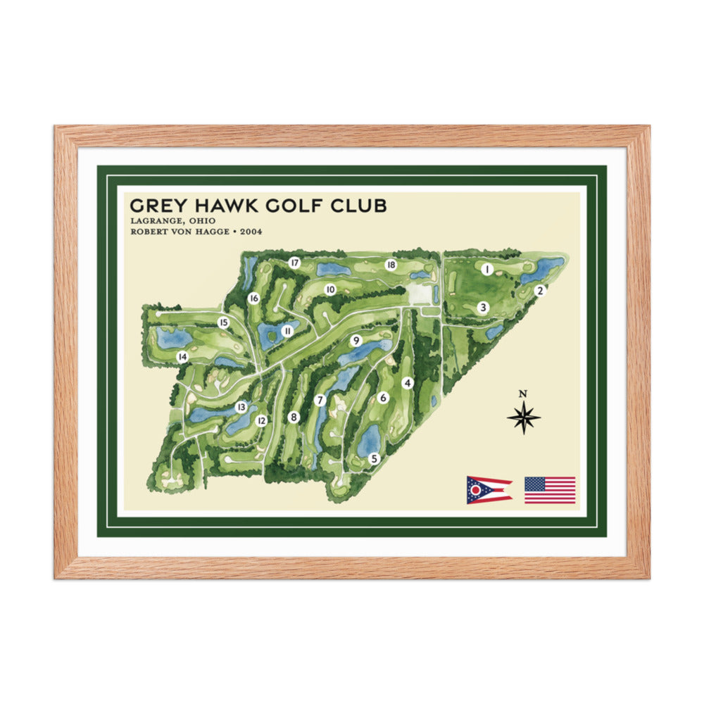 Grey Hawk Golf Club framed red oak