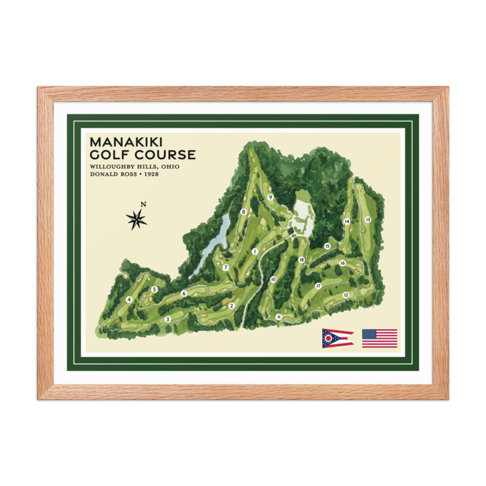 Manakiki Golf Course framed red oak
