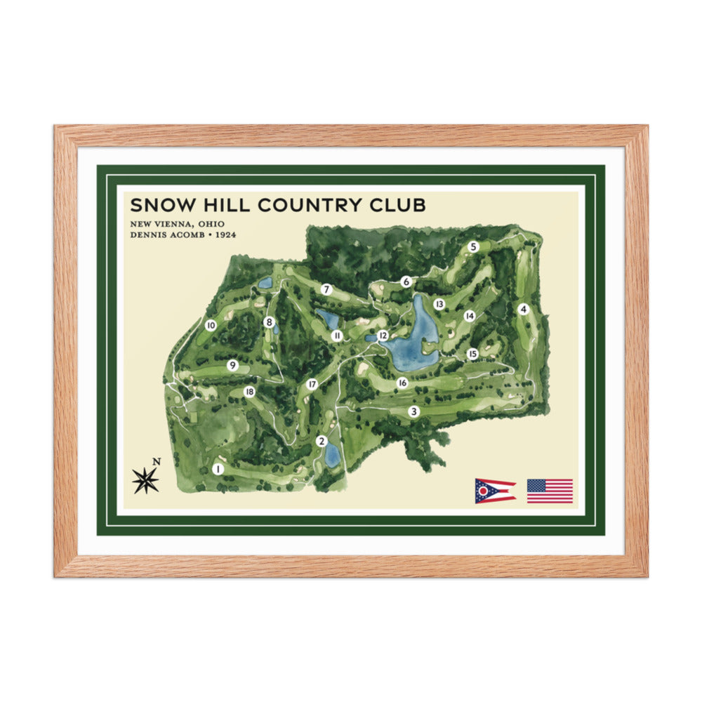 Snow Hill Country Club framed red oak