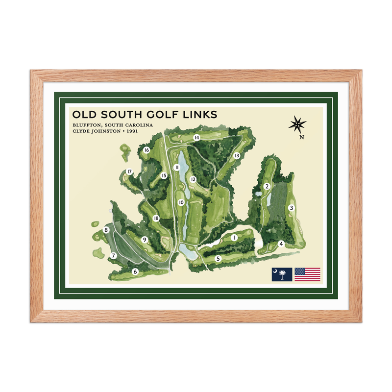 Old South Golf Links framed red oak