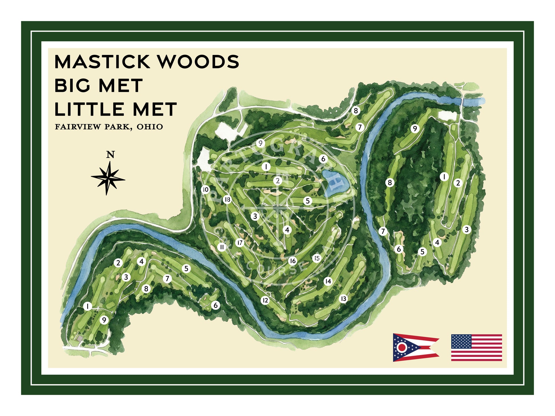 Big Met Little Met Mastick golf course map