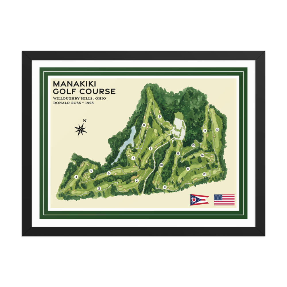 Manakiki Golf Course framed black