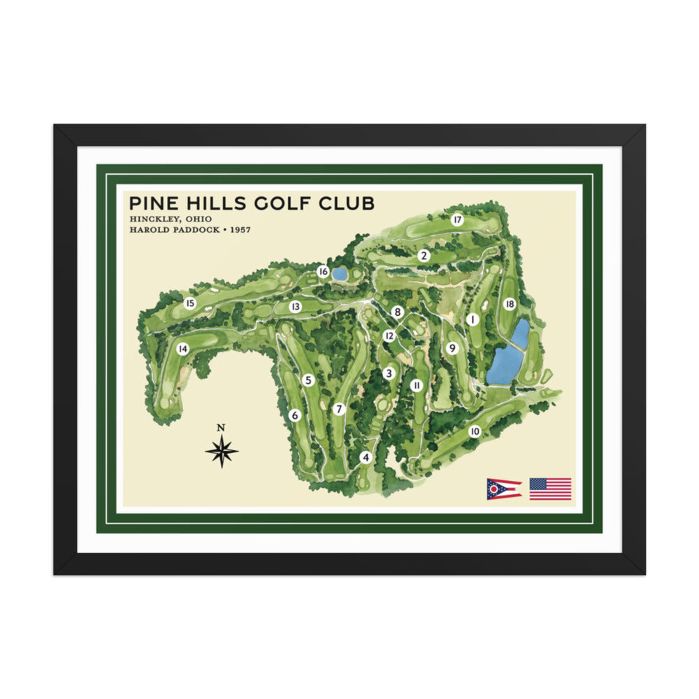 Pine Hills Golf Club framed black