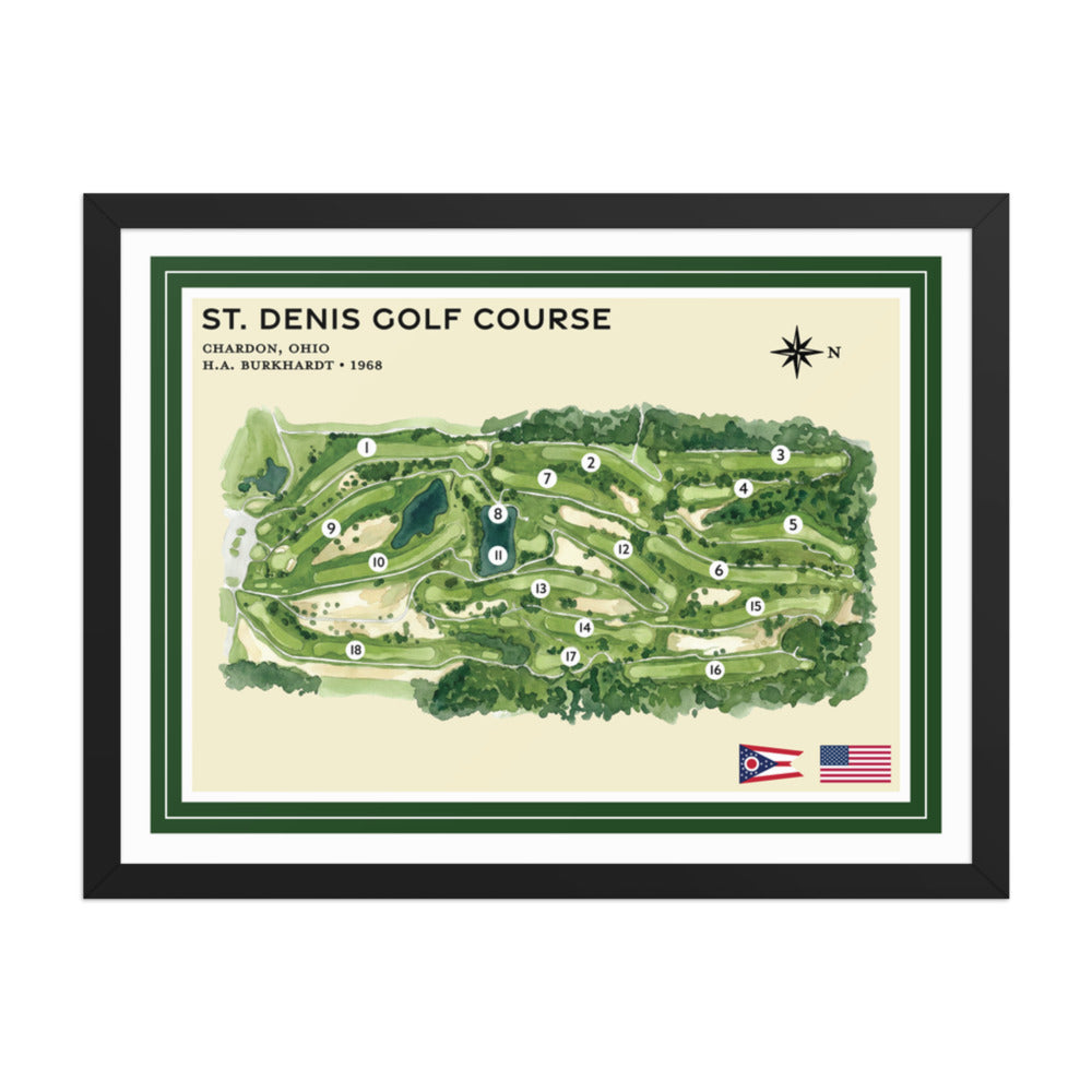 St. Denis Golf Course framed black