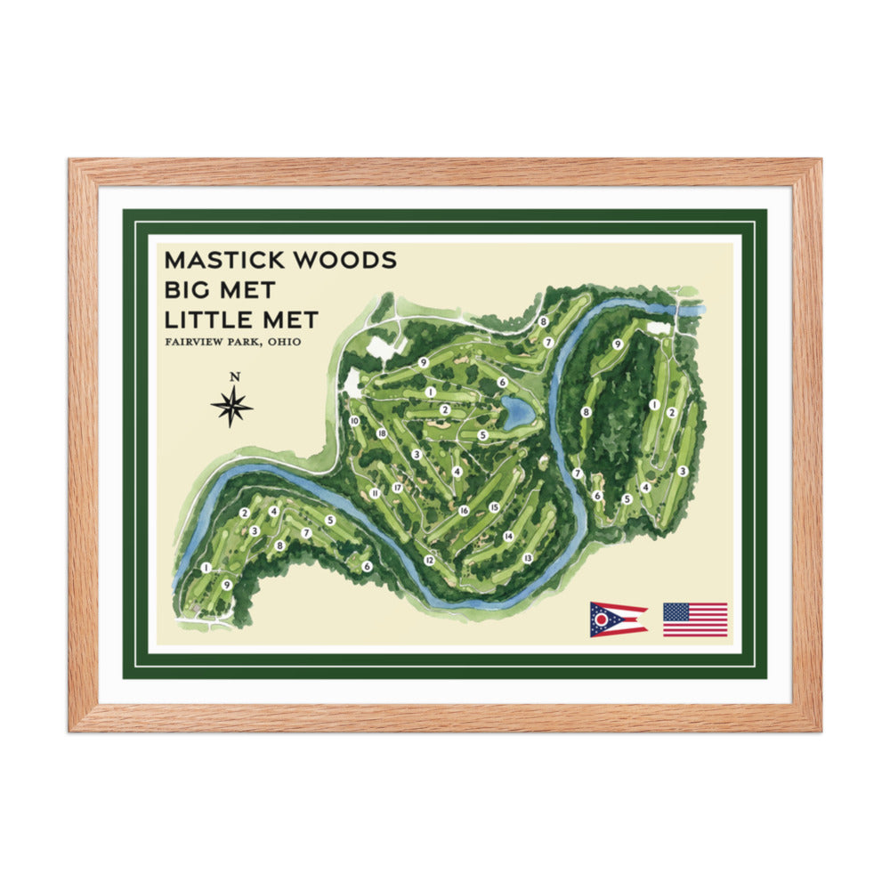 Big Met, Little Met, Mastick Woods framed red oak