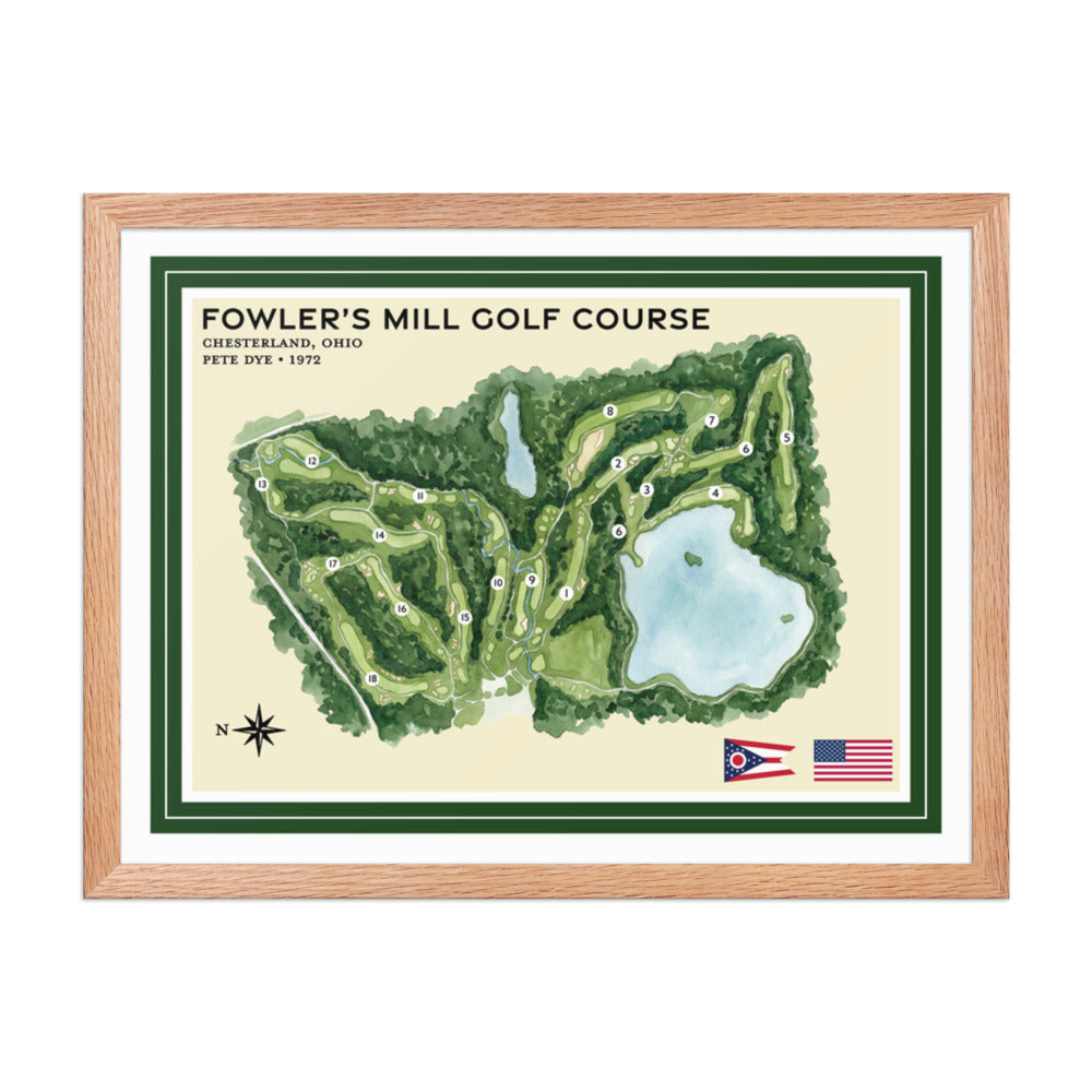 Fowler's Mill Golf Course framed red oak