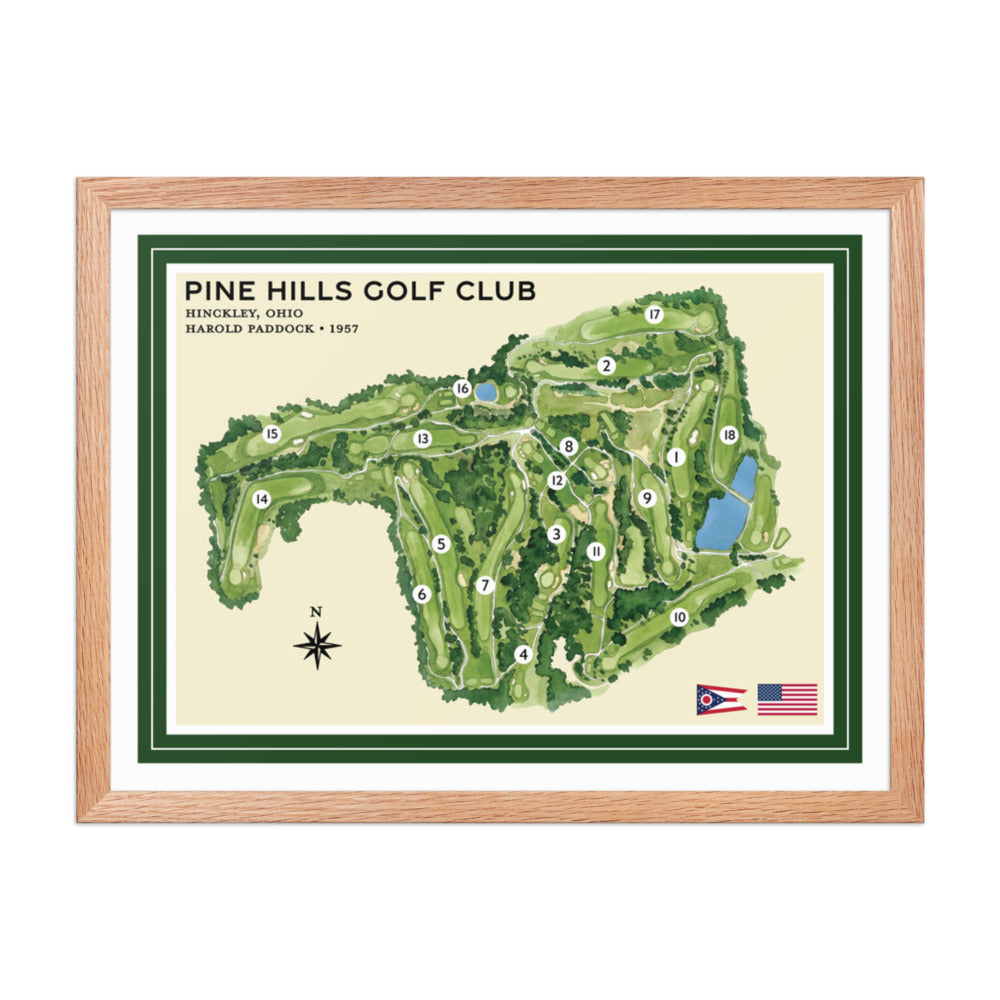 Pine Hills Golf Club framed red oak