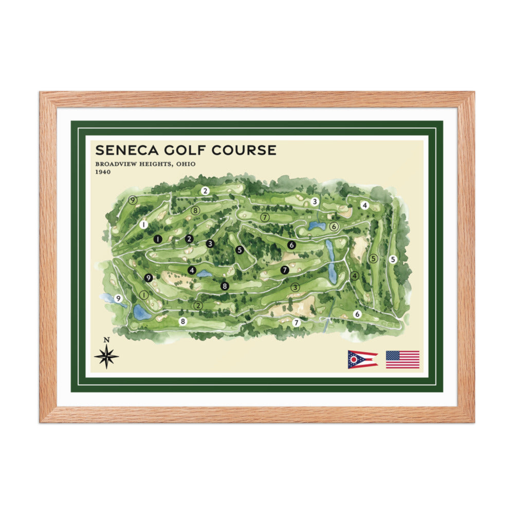 Seneca Golf Course framed red oak