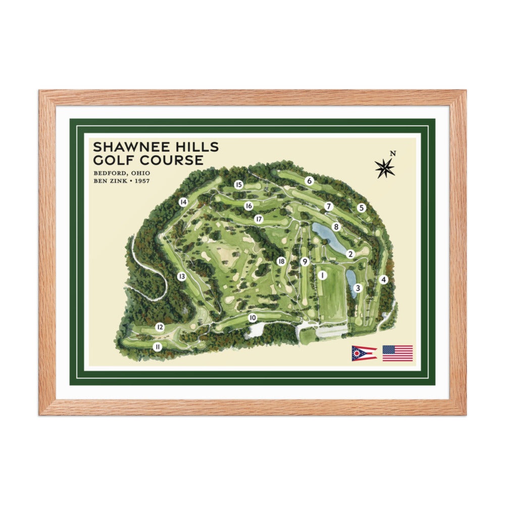 Shawnee Hills Golf Course framed red oak