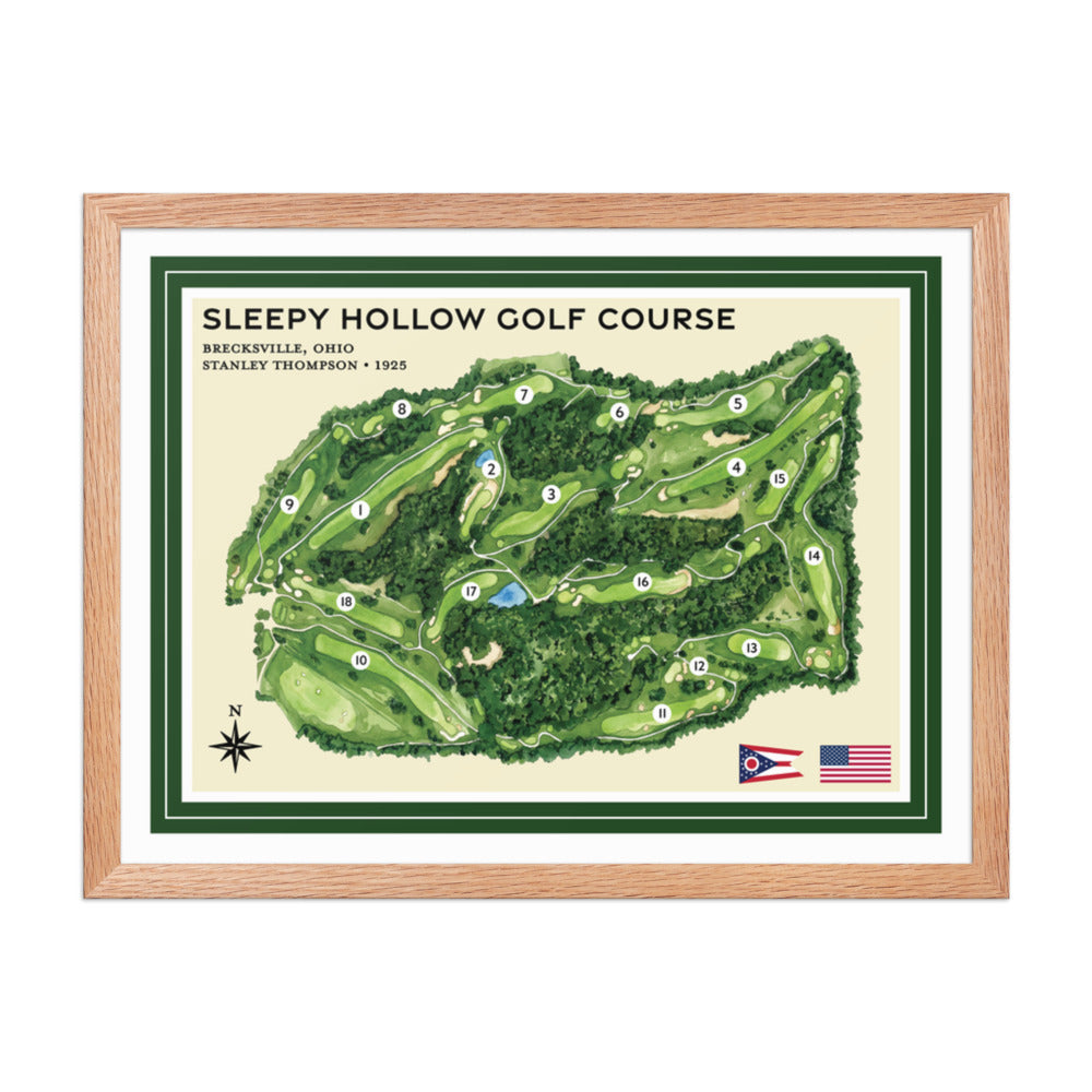 Sleepy Hollow Golf Course framed red oak